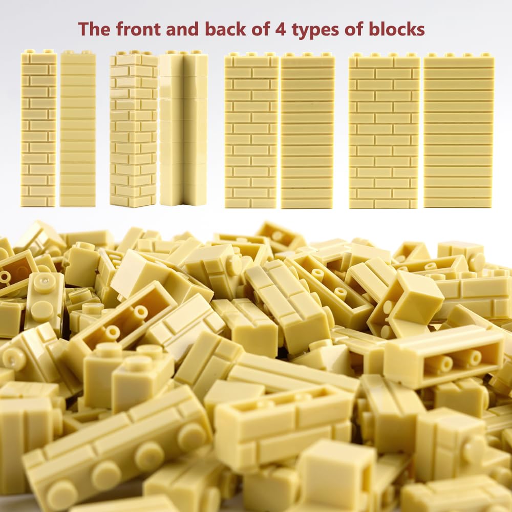 Wsryltch Classic Wall Bricks Bulk Accessories: 340 Pcs Masonry Profile Building Block Parts And Pieces Sets(Light Gray)