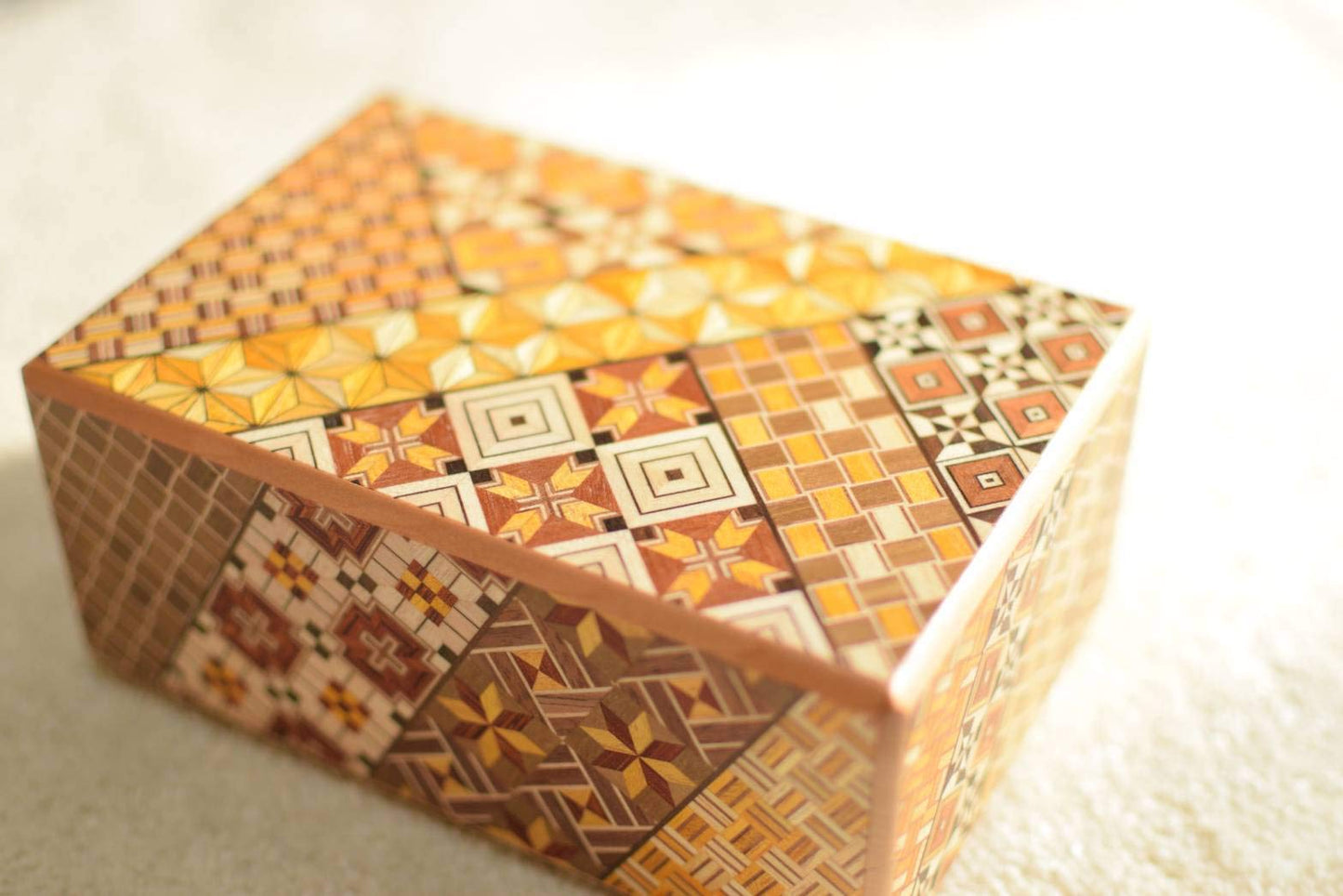 Warashibe Wooden Secret Puzzle Box, 4 Sun 12 Steps, Japan Made, With Original Gift Box