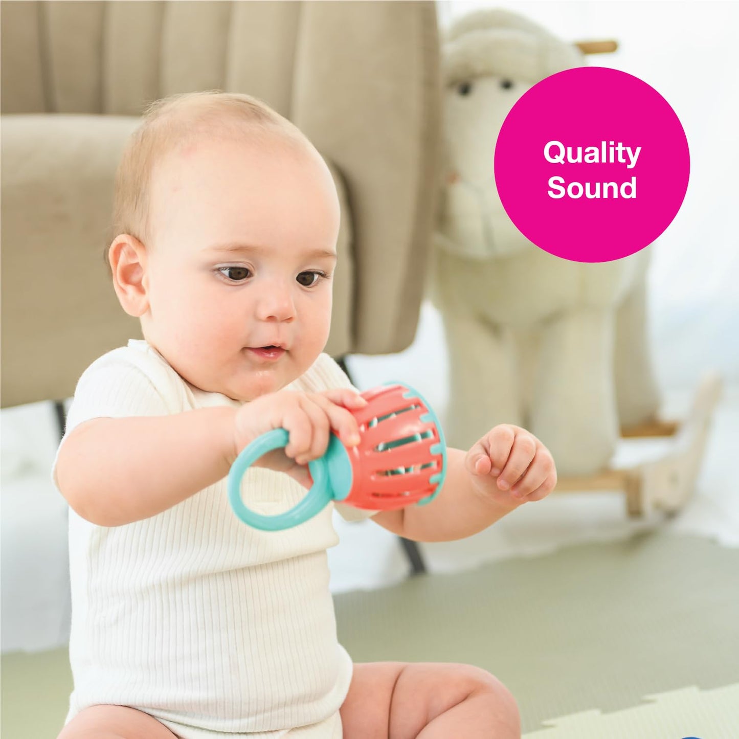 Edushape Festival Music Gift Set - Baby Musical Instruments Include Mini Rain Stick, Crackle & Roll, Bell, Tambourine, Maracas - Interactive Baby Musical Toys For Kids And Toddlers 18 Months And Up