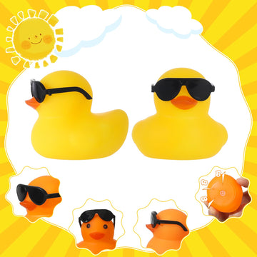 Hoemwarm 24 Set Mini Rubber Ducks With Sunglasses, Mini Rubber Duck In Bulk Tiny Duck Bath Rubber Duck For Car Dashboard Decorat