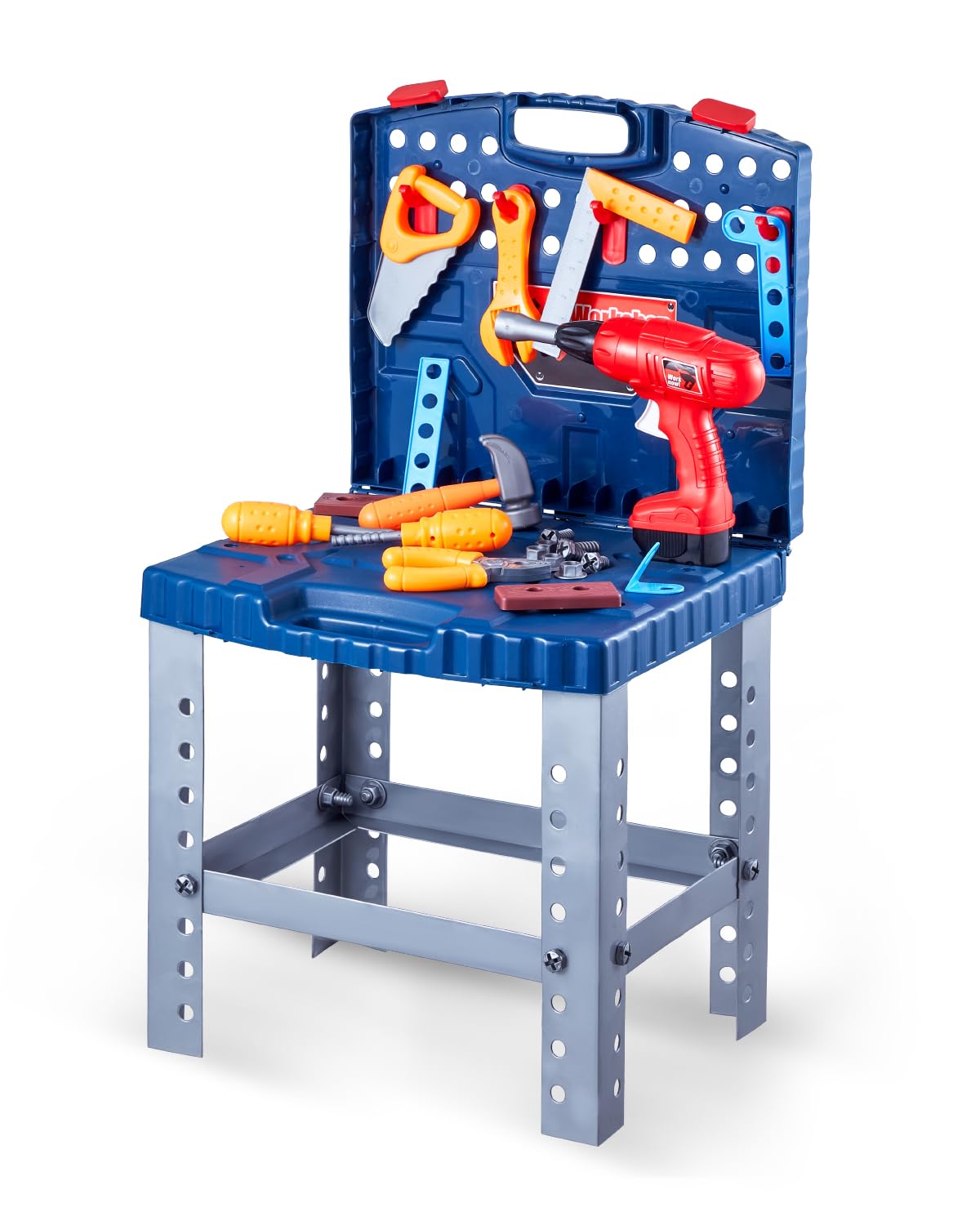 VEVOR Kids Tool Bench, 56-Piece Toddler Tool Bench with Realistic Tools Electric Drill, Pretend Play Toy Tool Bench Gift for Boy