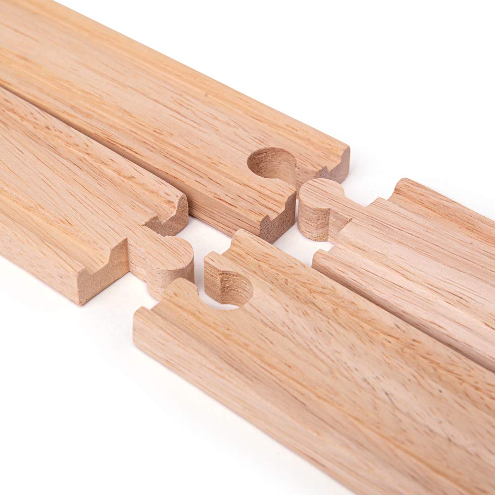 Bigjigs Rail Long Straights (Pack Of 4) - Other Major Wooden Rail Brands Are Compatible