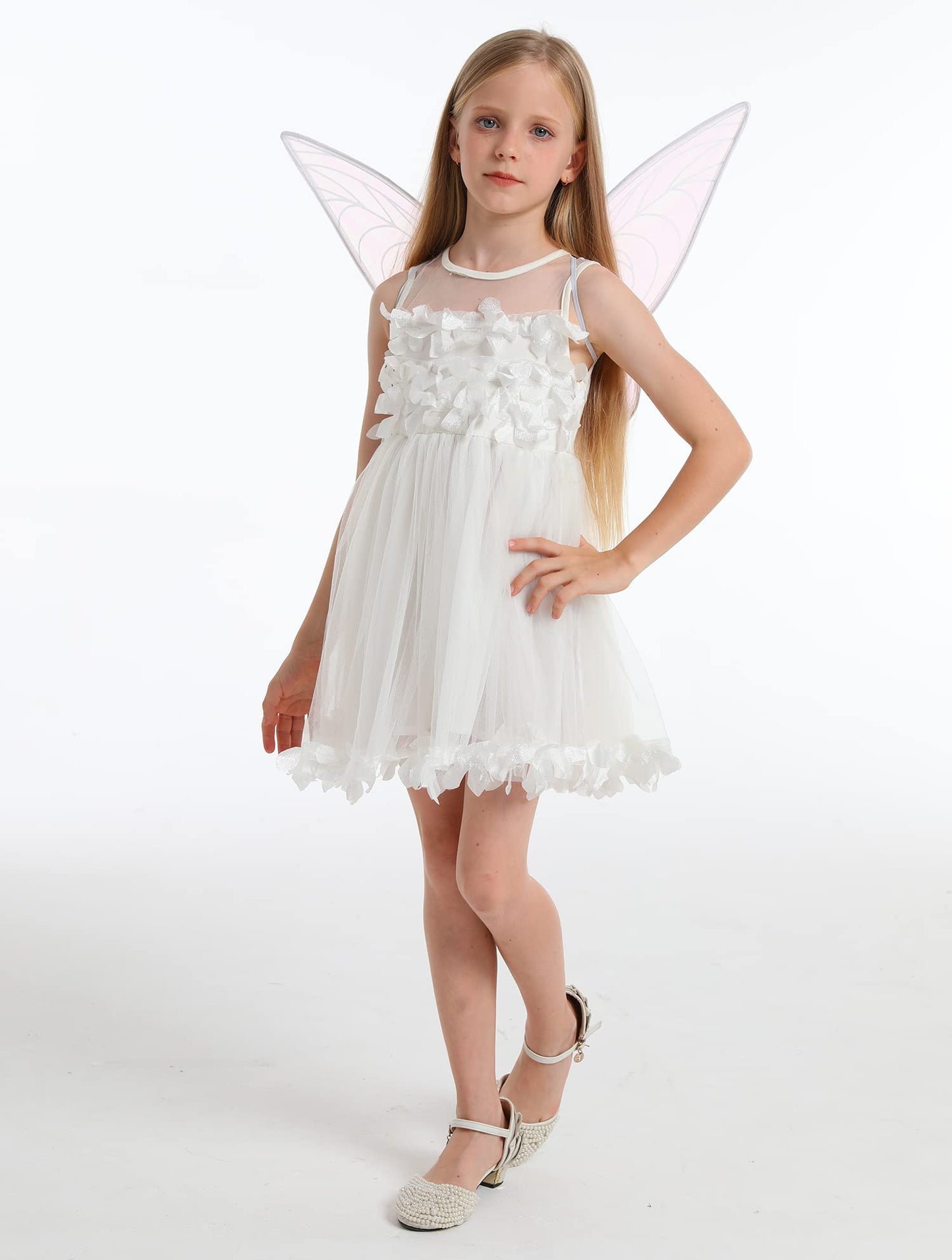Fairy Wing,Butterfly Fairy Halloween Costume Angel Wings,Halloween Costume Sparkle Angel Wings Dress Up Party Favor White