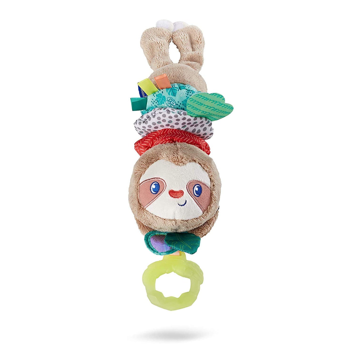 Infantino Music & Motion Pulldown Sloth - Musical Plush Sloth With Multi-Textured Teether For Tactile Exploration, Easily Attaches To Strollers And Gyms, Bpa-Free
