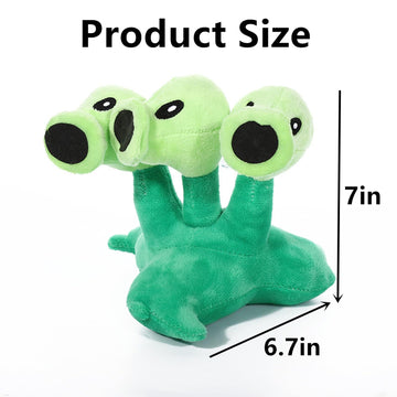 JHESAO 7" Pea Plants Plush Toy - Threepeater PVZ Stuffed Soft Doll, Polypropylene Material