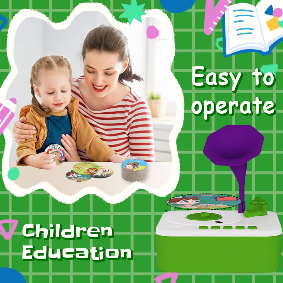 Retysaz Kids Phonograph With 96 Cards, Story Music Player Kids 3-6 Musical Sensory Toy Boy Girl,Toddler Audio Pre-Kindergarten T