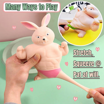 Squishy Rabbit Toy,Squeeze Toy, Stretchy Glue-Sand Filled Rubber Rabbit,Stress Relief Toy and Adults for Anxiety, and Autism, Mu