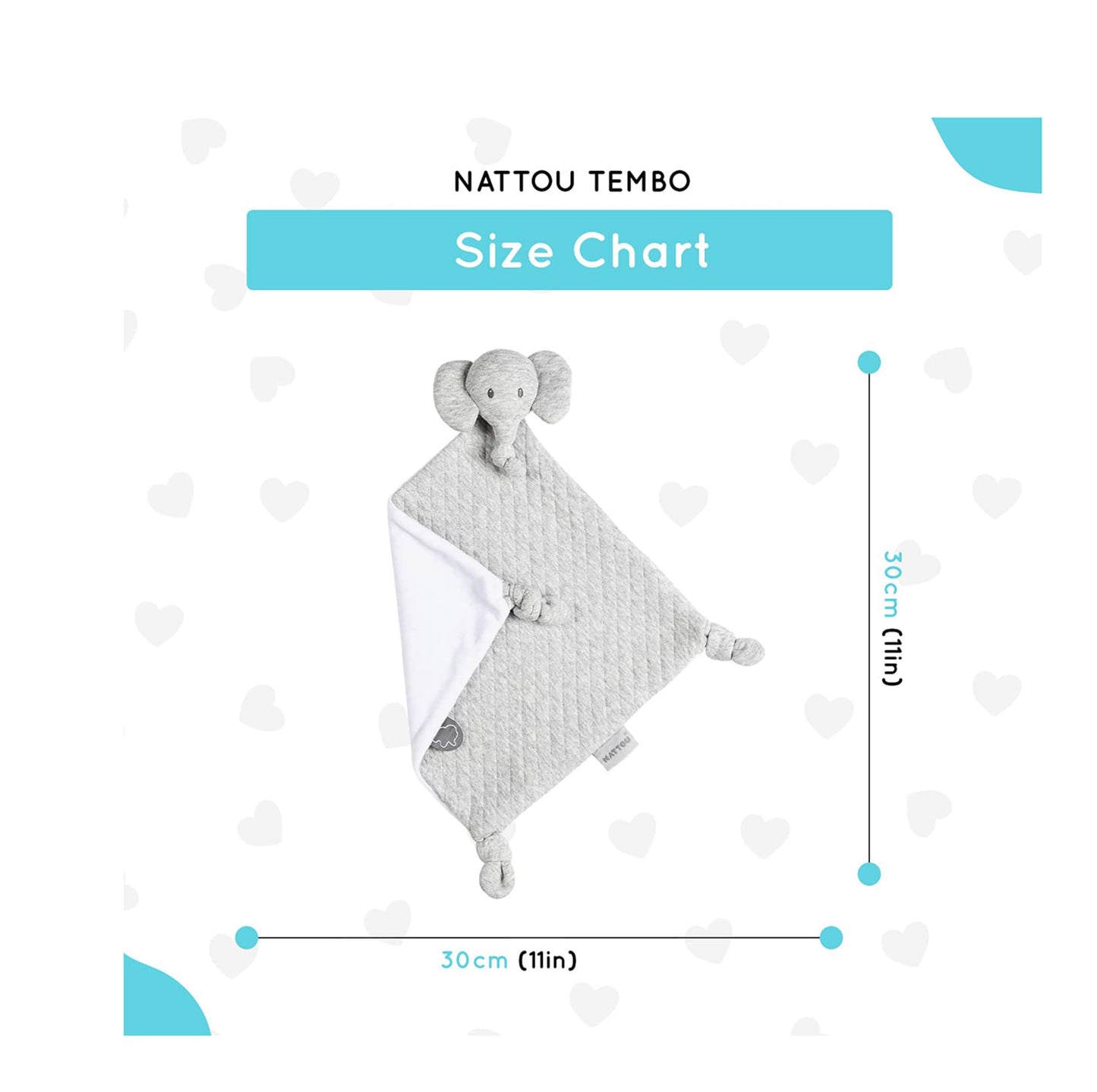 Nattou Tembo Elephant Doudou Blanket - Soft Grey Security Lovey for Newborn Boys & Girls, 11 inches Snuggle Toy & Stuffed Animal