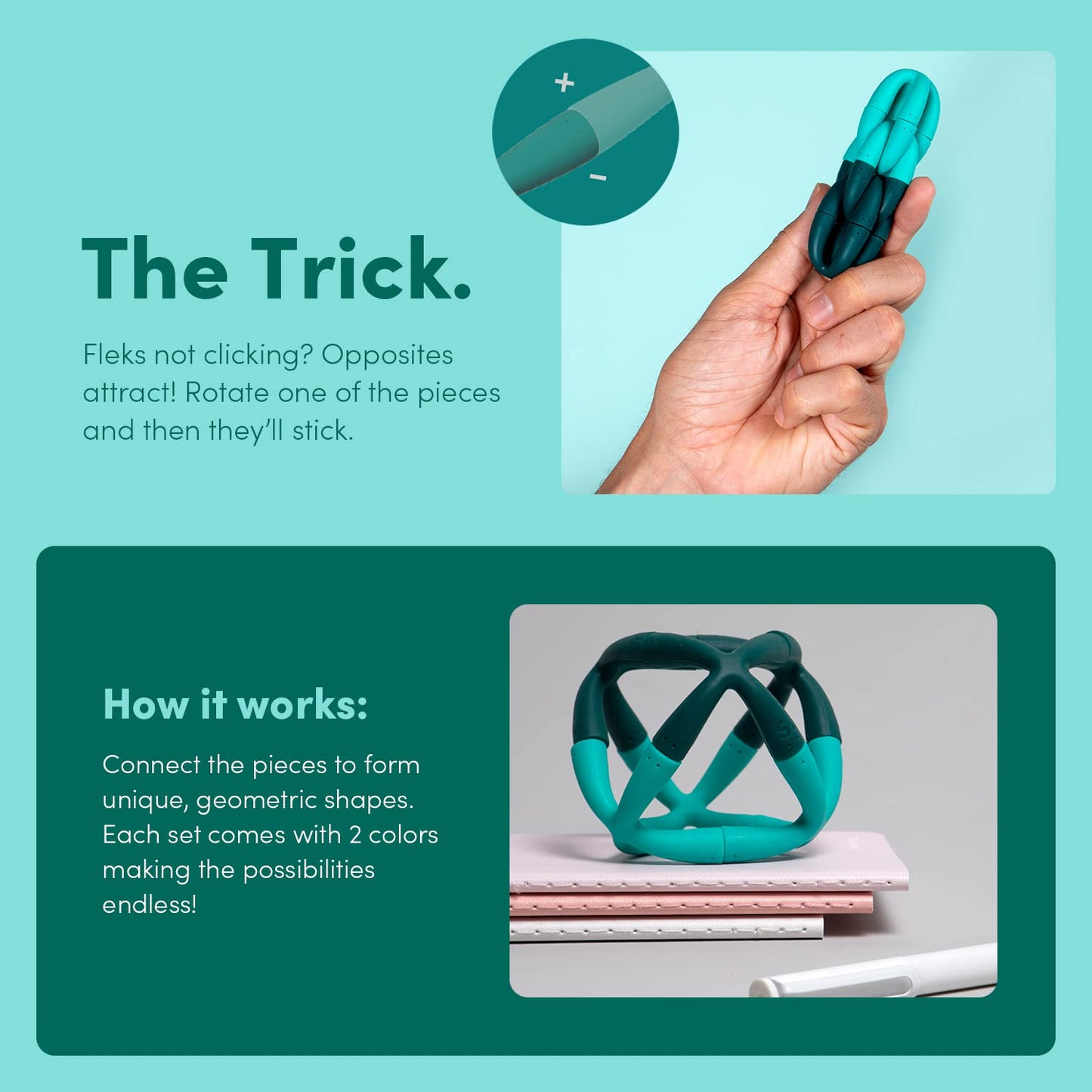 Speks Fleks Silicone - Fun Desk Toy For Adults & Teens 14+ | Sensory Gadget, Christmas Gift, Holiday Stocking Stuffer, Stress Relief Present, Office Desk Toy | 6-Piece Set, Evergreen