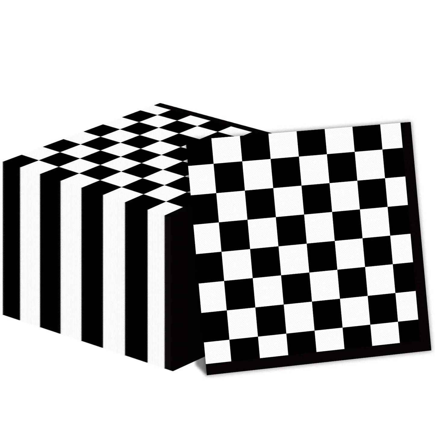 100 Pack Black And White Checkered Flag Party Napkins Disposable Race Car Birthday Party Supplies Racing Car Theme Party Paper Lunch Napkins For Baby Shower Kids Men Party Decorations Favors
