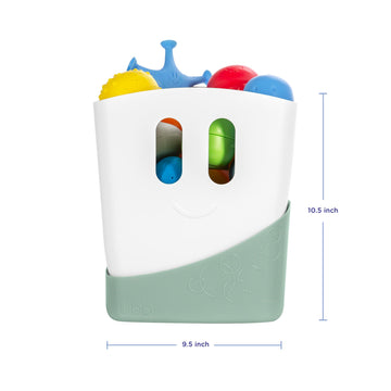 Ubbi Freestanding Bath Toy Organizer Bath Caddy With Removable Drying Rack Bin & Scoop For Toddlers + Baby, Sage