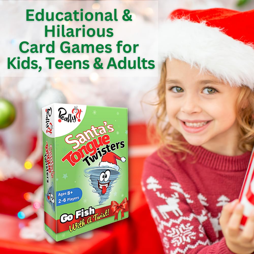 Really?! Santas Tongue Twisters Card Game, Christmas Games for Families, Fun Stocking Stuffer Idea, Holiday Party Game for Kids