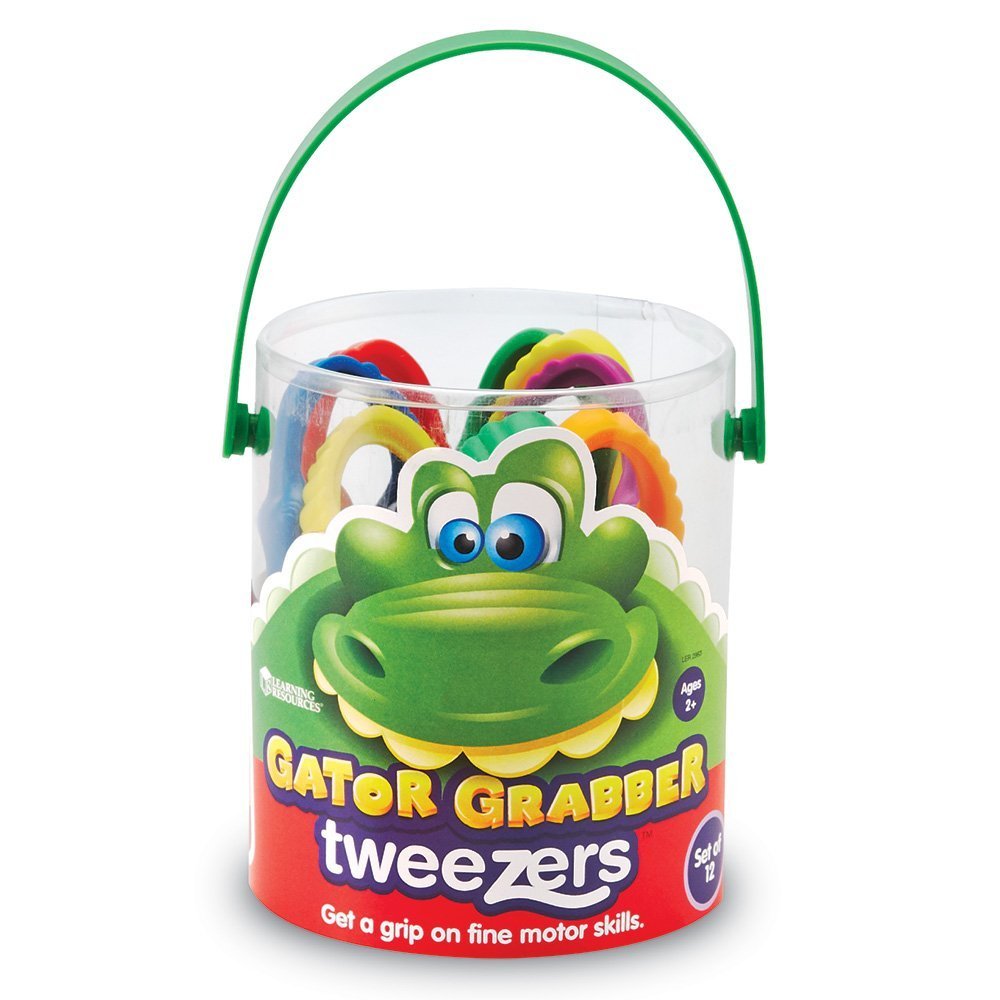 Learning Resources Gator Grabber Tweezers - 12 Pieces, Ages 2+ Fine Motor Tweezers For Kids, Toddler Learning Toys