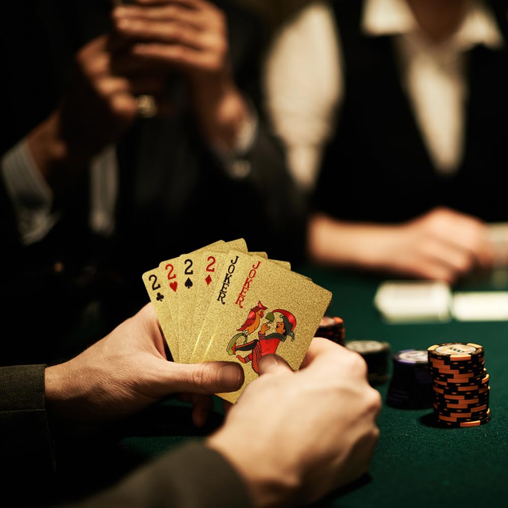 Tkocisa 2 Decks Waterproof Playing Cards Plastic Poker Cards, Foil Poker Cards Novelty Poker Cards Waterproof Deck Of Cards For