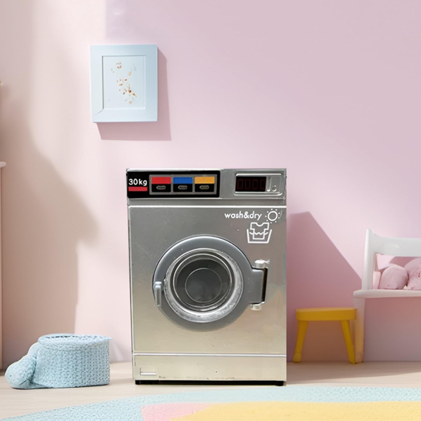 Logofun 2Pcs Dollhouse Washing Machines 1:24 Scale Miniature Washer Dryer Model Laundry Cloth Washer Furniture Dollhouse Decoration Accessories - 2.09X1.39X1.10In