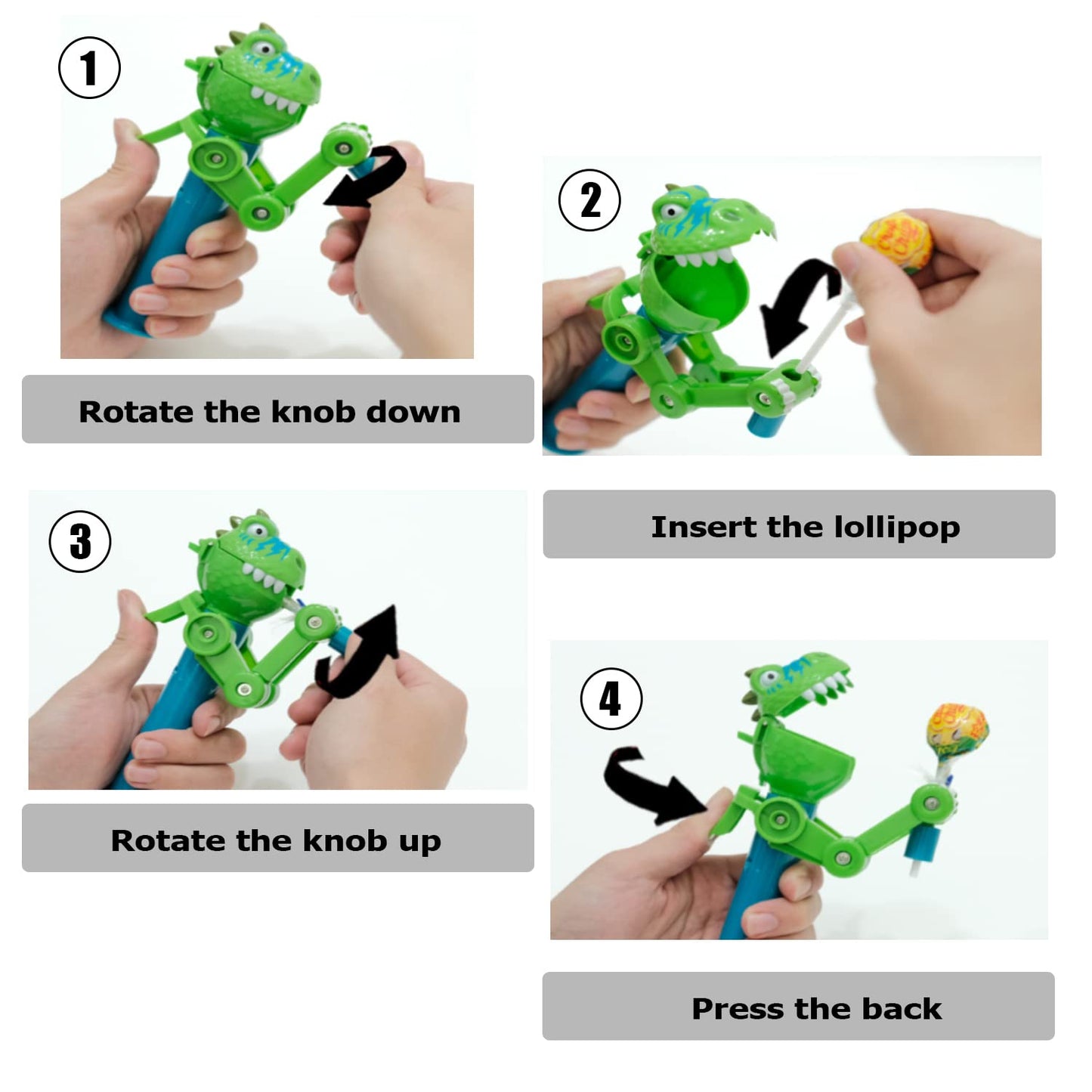 Hdlnkak 4Pcs Lollipop Case, Christmas Lollipop Holder, Creative Robot Toy Creative Design Eat Lollipop, Dinosaur Shape Lollipop Holder, Easter Fun Gift For Kid Over 3 Year(No Lollipop)