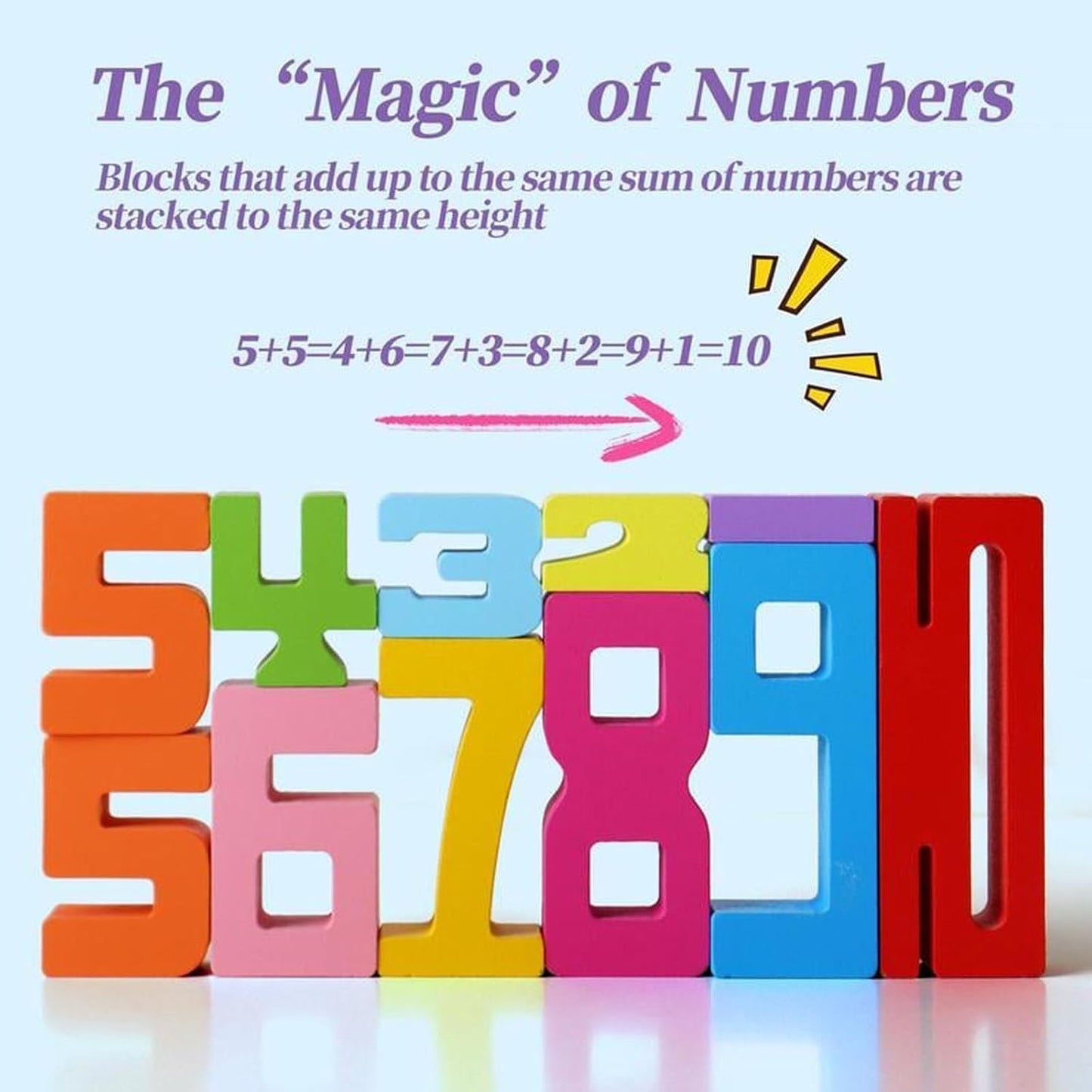 Gosarhey 20Pcs Wooden Number Building Blocks, Number Blocks Friends Of Ten, Friends Of Ten Blocks, 1-10 Balance Wooden Digital B