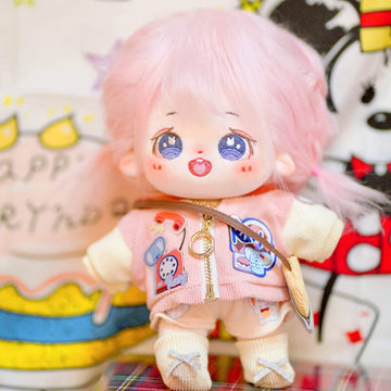 Niannyyhouse 20Cm Plush Doll Pink Hair Girl Humanoid Stuffed Body No Attribute 8' Normal Body Wearable Clothing Dress Up Gifts (A-19-With Skeleton)