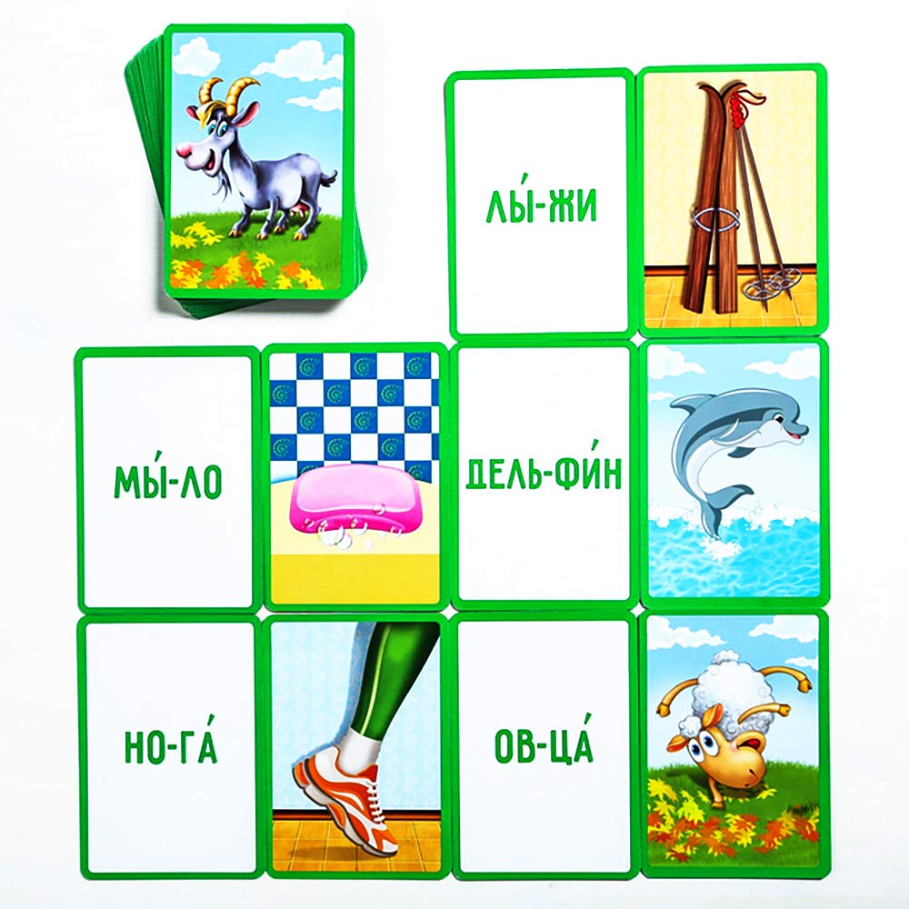 Syllable Flash Cards For Kids Toddlers In Russian Language - Russian Reading Puzzles With Images Picture Word Cards