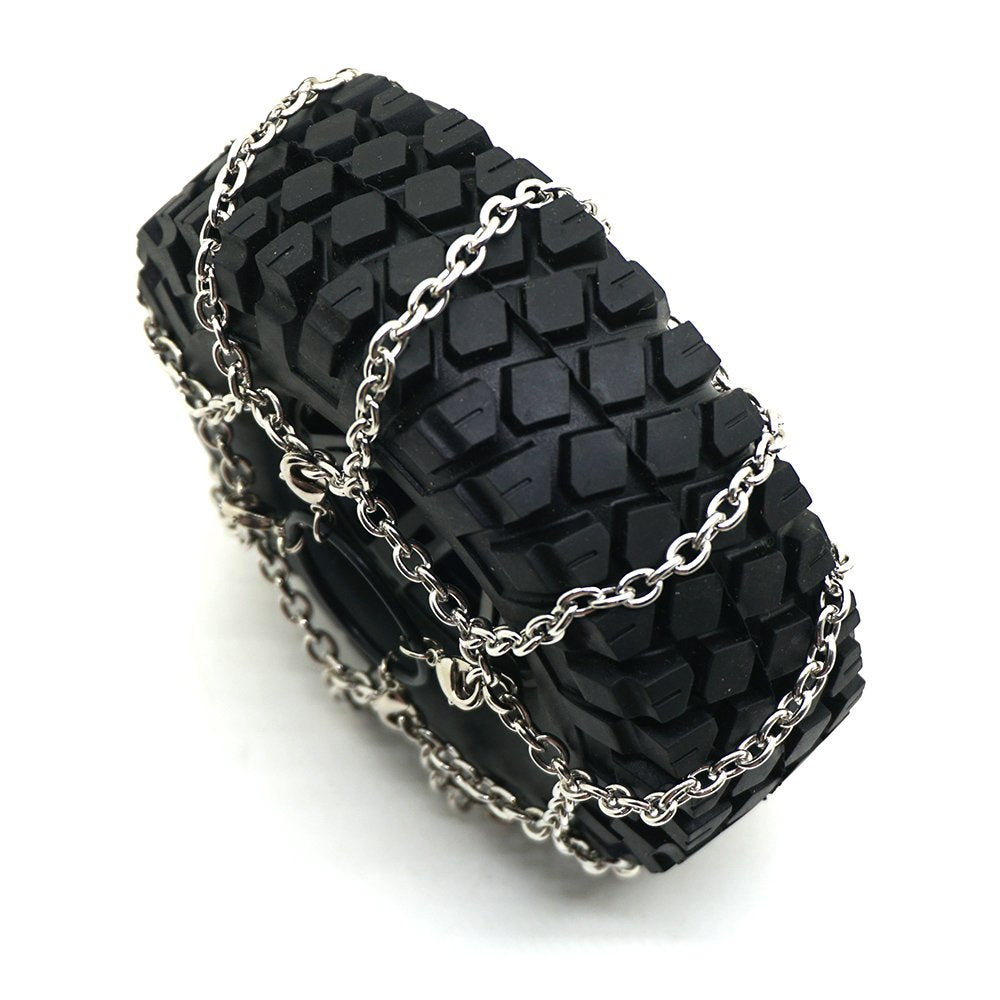 Rclions 4Pcs Steel Rc Snow Chains Anti-Skid For 1.9Inches 114Mm Wheel Tyre Trx4,Scx10,Scx10-Ii 1/10 Crawler Truck Car