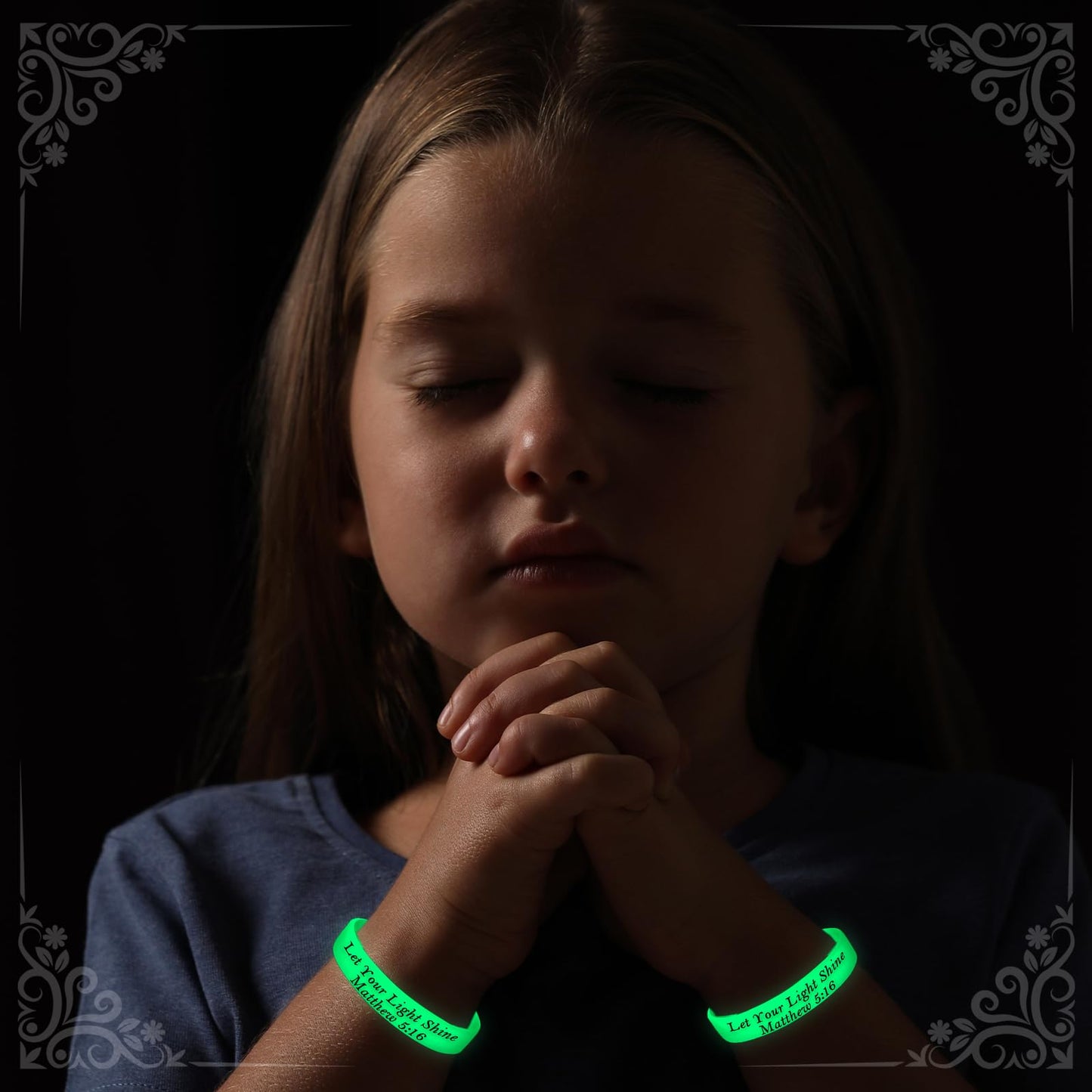 Chitidr 100 Pcs 8'' Christian Bracelets Let Your Light Shine Matthew 5: 16 Bible Verse Christian Wristbands Glow in the Dark Sil