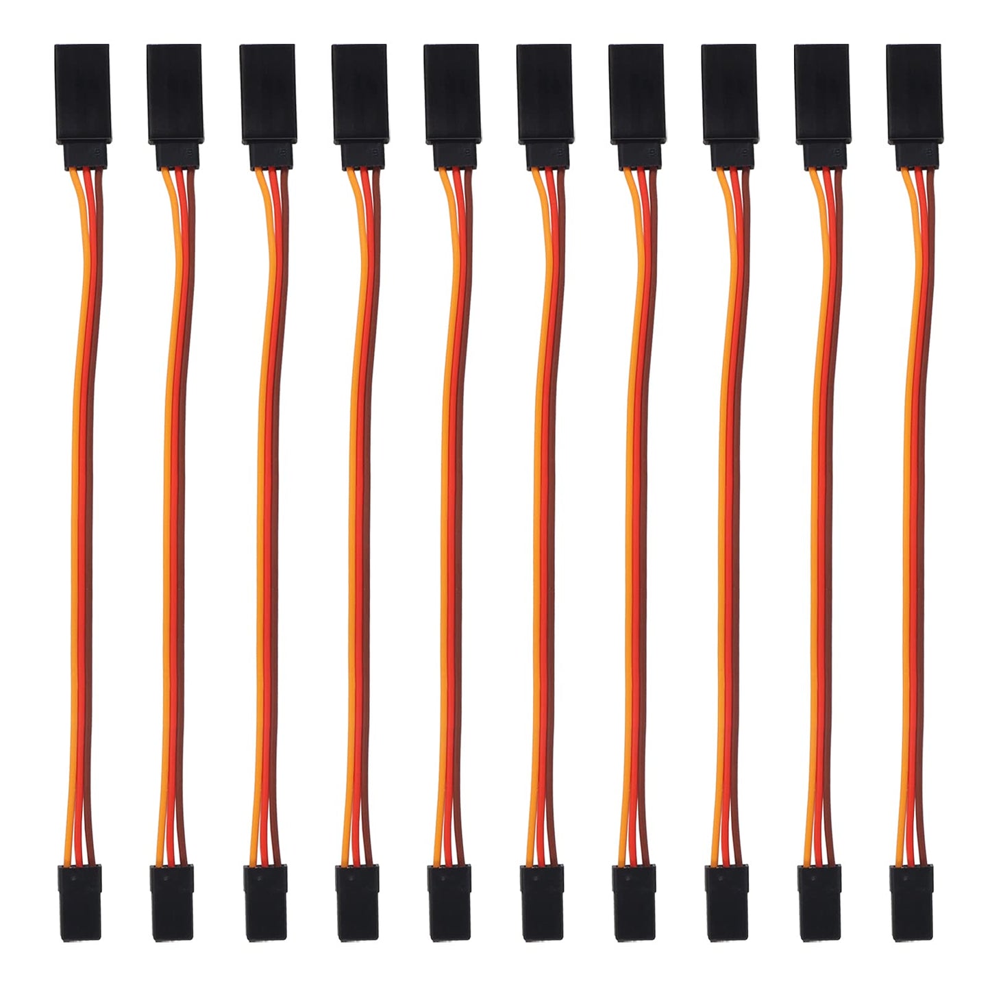 ACEIRMC 10pcs 3-Pin Servo Extension Cable Cord Female to Male Lead Wire Connector JR for RC Car Airplanes Remote Control (15cm)