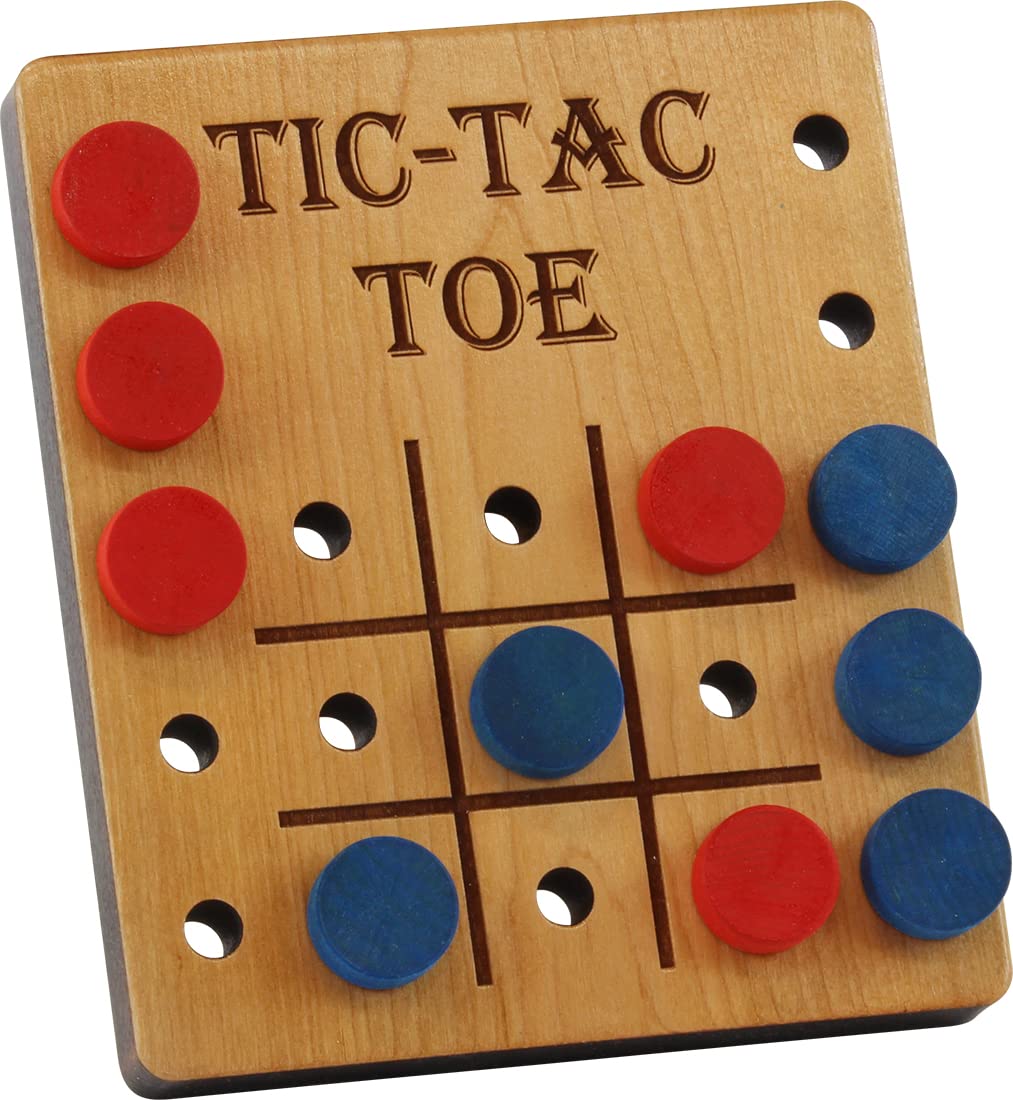 Deluxe Cherry Tic-Tac-Toe Game - Made In Usa