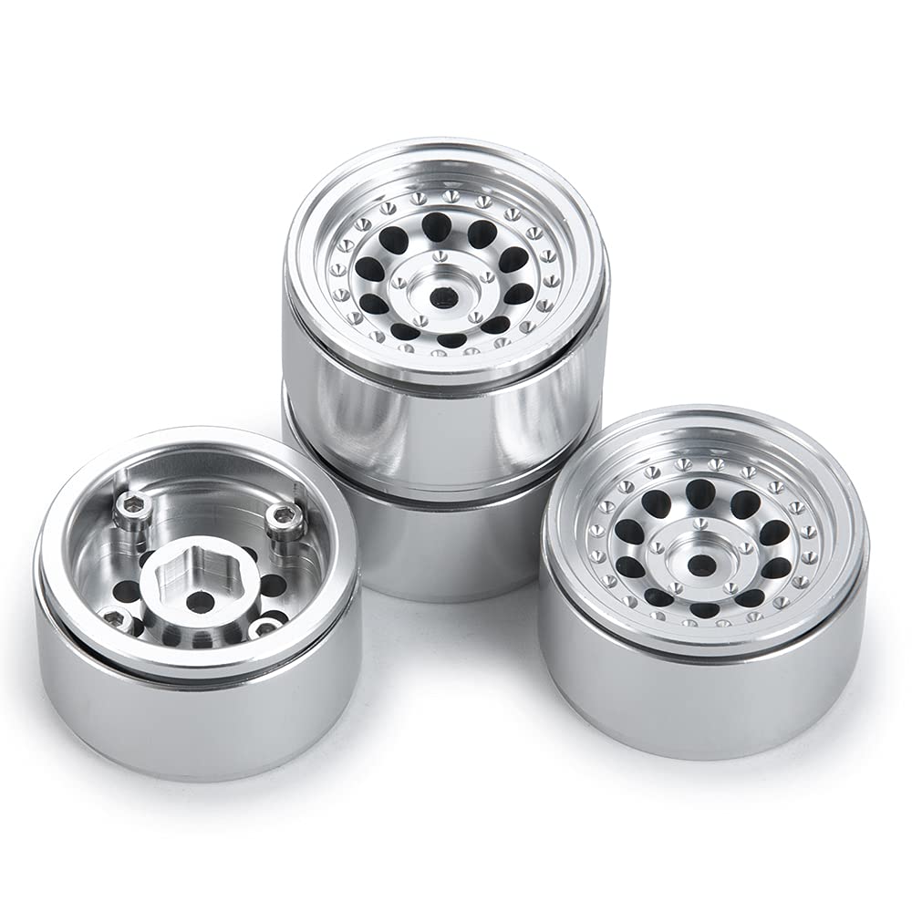 RCLIONS 4pcs/1set Aluminum 1'' Micro Beadlock Wheels Rims for All 1:24 Scale Axial SCX24 Deadbolt RC Crawler Car Upgrades Access