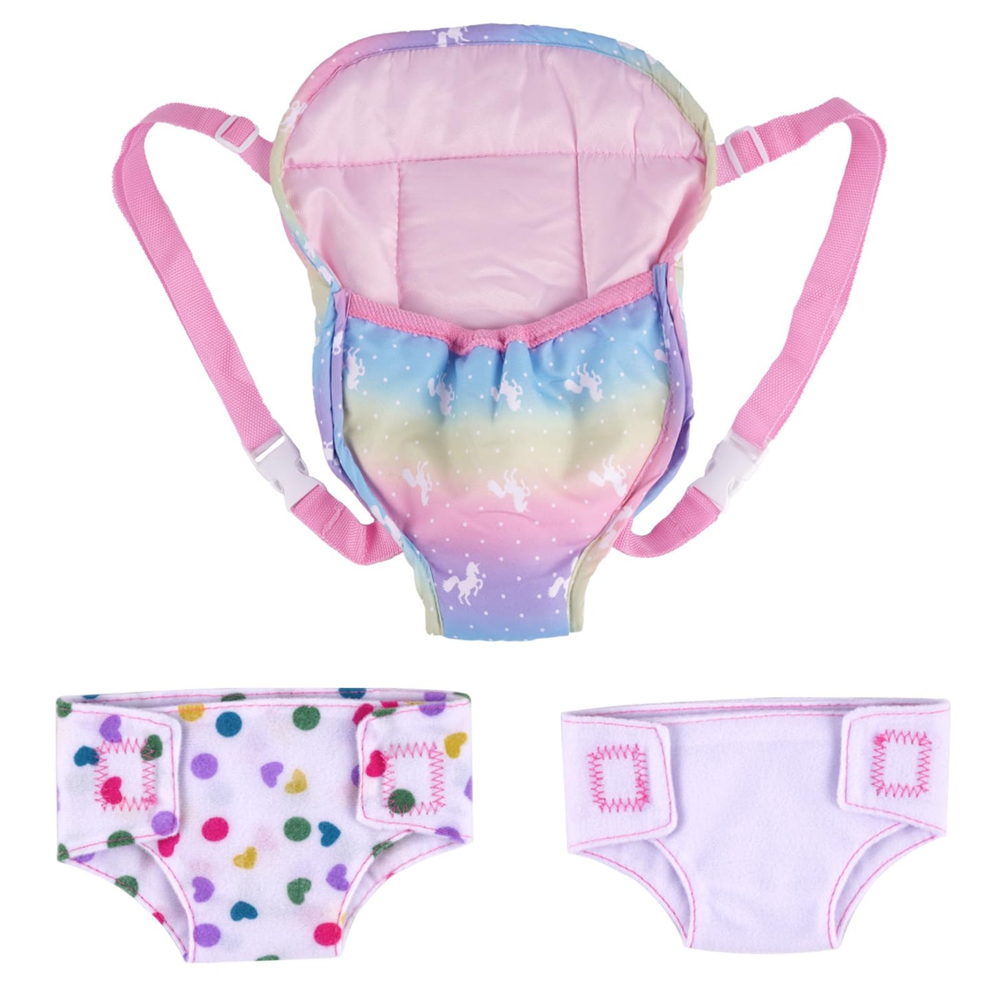 Babeside Baby Doll Carrier Accessories With 2Pcs Baby Dolls Diapers For 12-18 Inch Dolls, Adjustable Straps