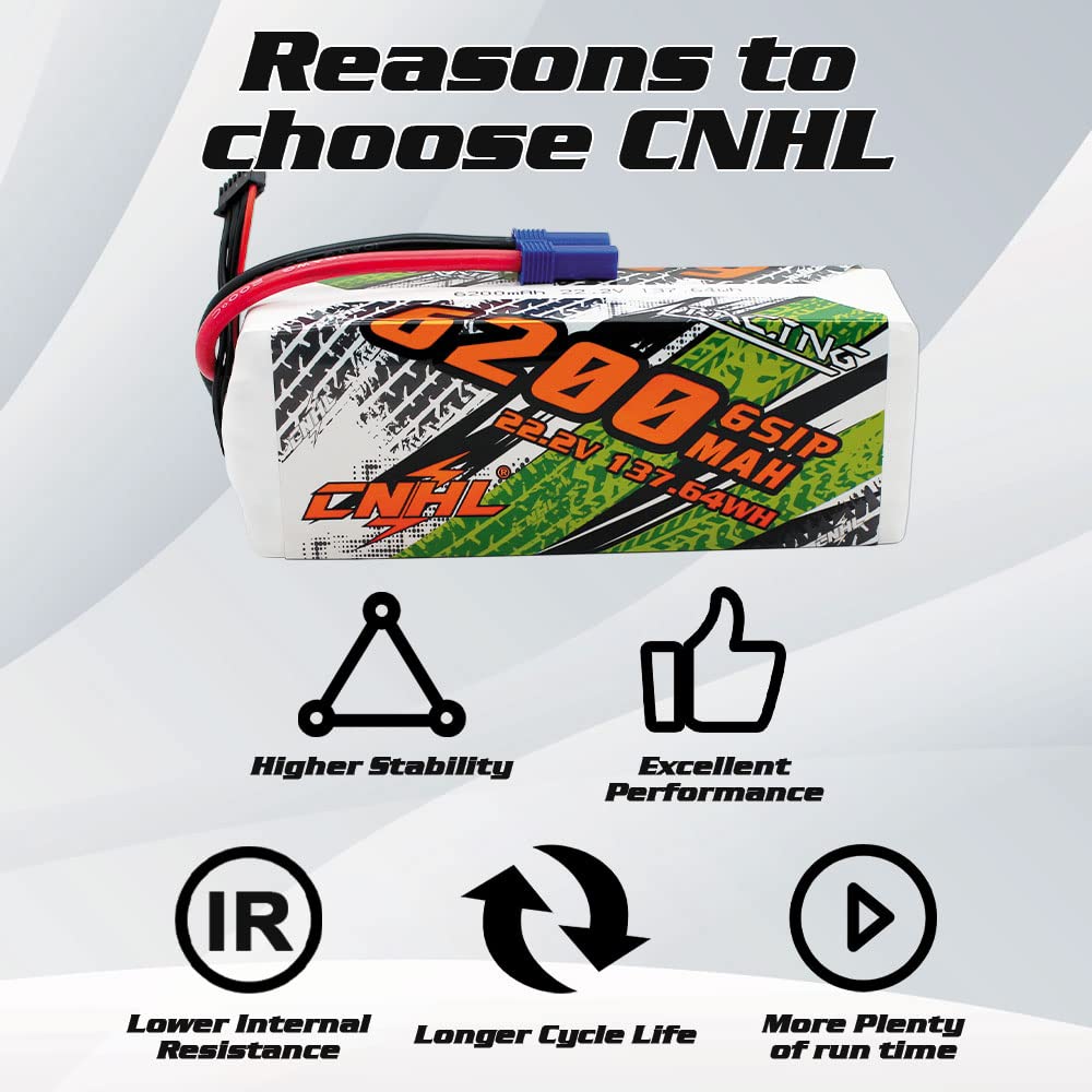 Cnhl 22.2V 6200Mah 6S Lipo Battery 90C With Ec5 Plug For Rc Airplane Rc Quadcopter Helicopter Battery Rc Car Truck Boat Airplane