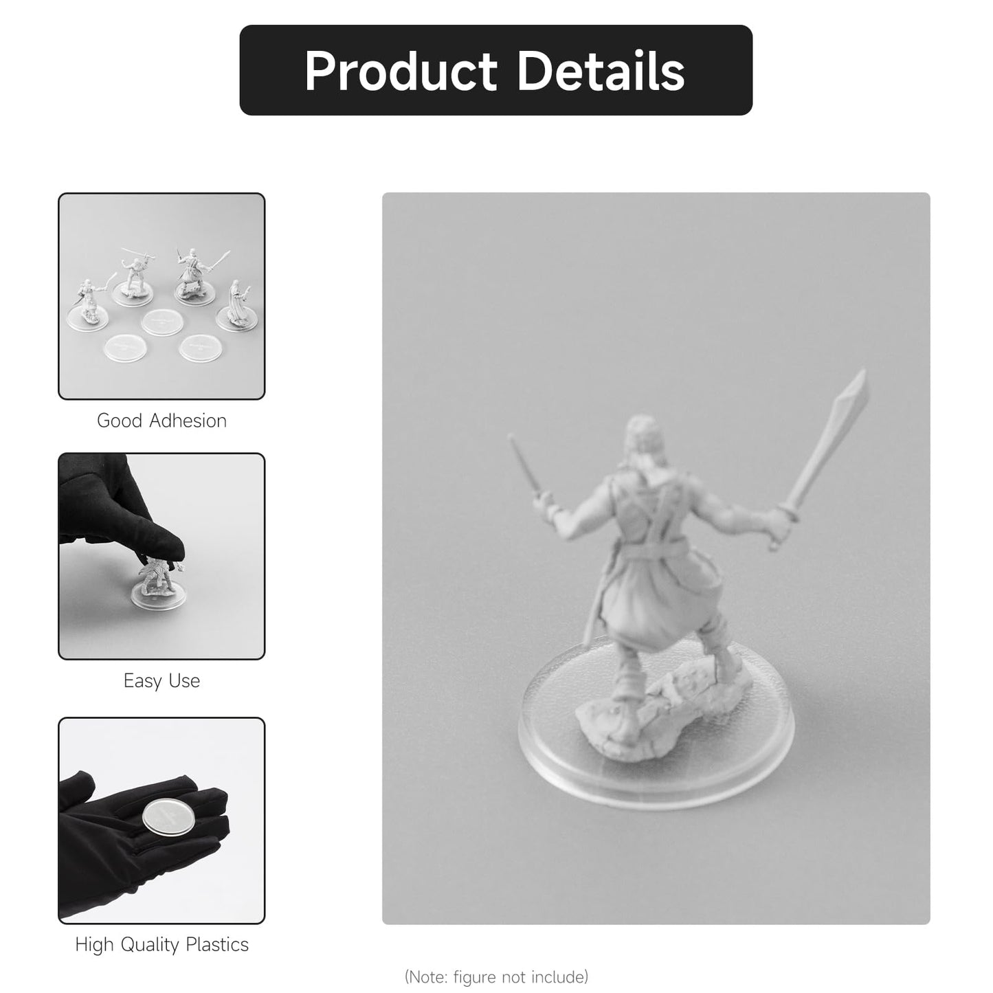 DisplayMore 100Pcs Mix Round Plastic Model Bases 32mm/1.26 inch Wide for Gaming Miniatures or Wargames Role Playing Board Game F