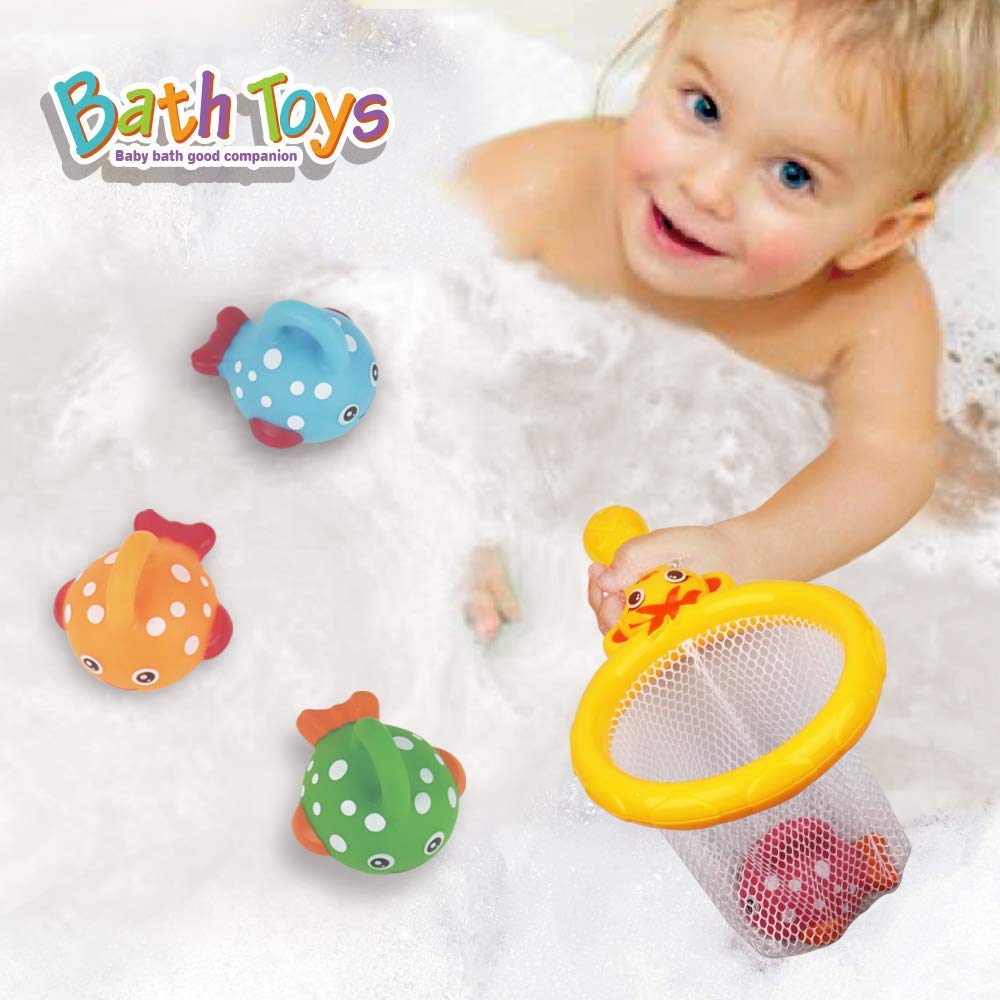 Dwi Dowellin Bath Toys Fishing Games Swimming Whales Bath Time Bathtub Toy For Toddlers Baby Kids Infant Fish Set Age 18Months And Up