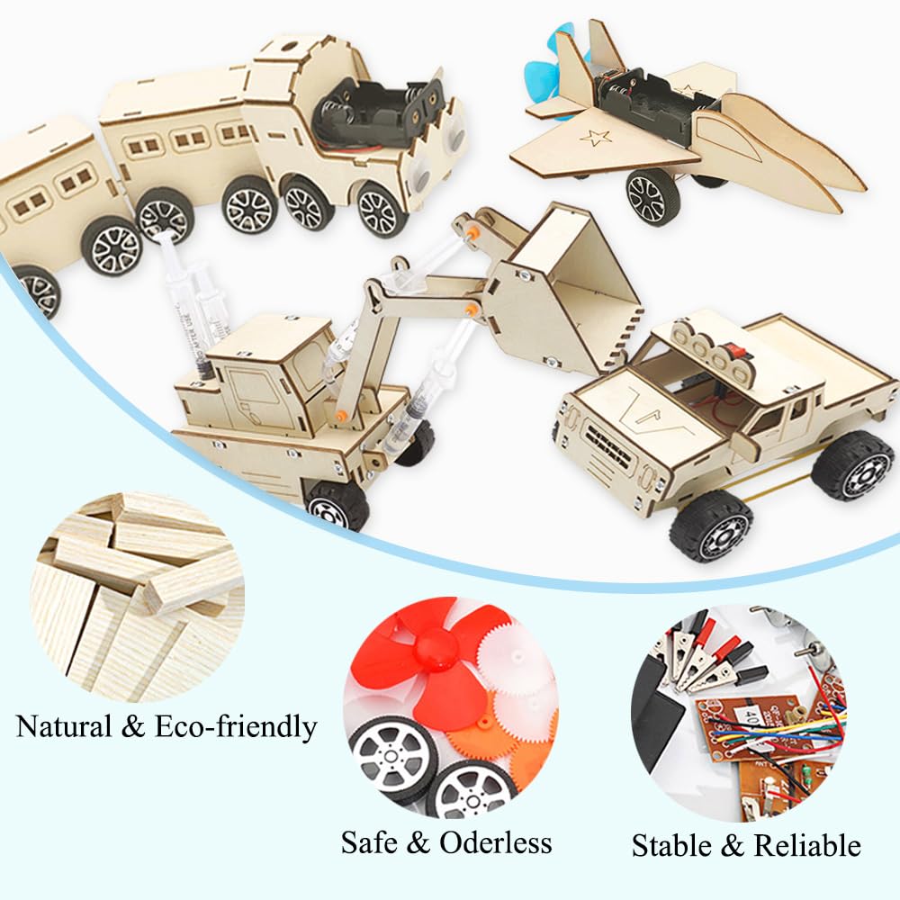 4 In 1 Stem Toys-Science Kits For Kids Age 8-12, Wooden Puzzles Toys For Ages 8-13 Boys, Aducational Building Toys 3D Puzzles Cr