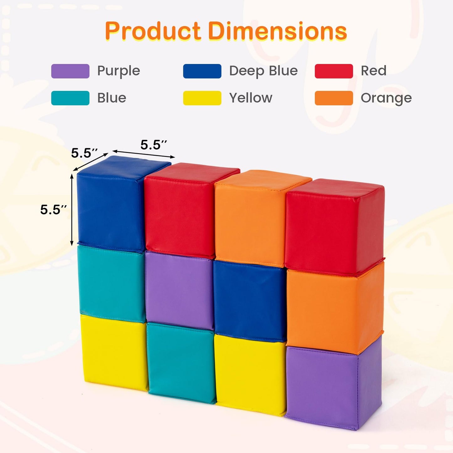 Costzon Soft Blocks, Toddler Foam Block Playset for Safe Active Play and Building, Indoor Climbers Stacking Play Set Learning To