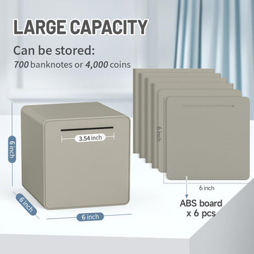 Hizgo Adults Assembly Piggy Bank, 6' Large Piggy Bank For Adults/Kids Must Break To Open, Unopenable Money Saving Box For 2025 Cash Saving (Grey)