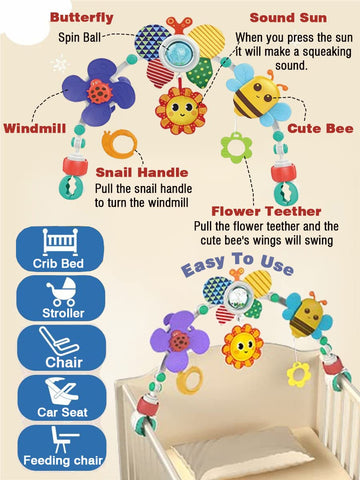 Pau1Hami1Ton Baby Stroller Arch Toys, Car Seat Toys,Bouncer Toy Bar/Mobile For Bassinet,Adjustable Baby Hanging Toys Fit For Cri