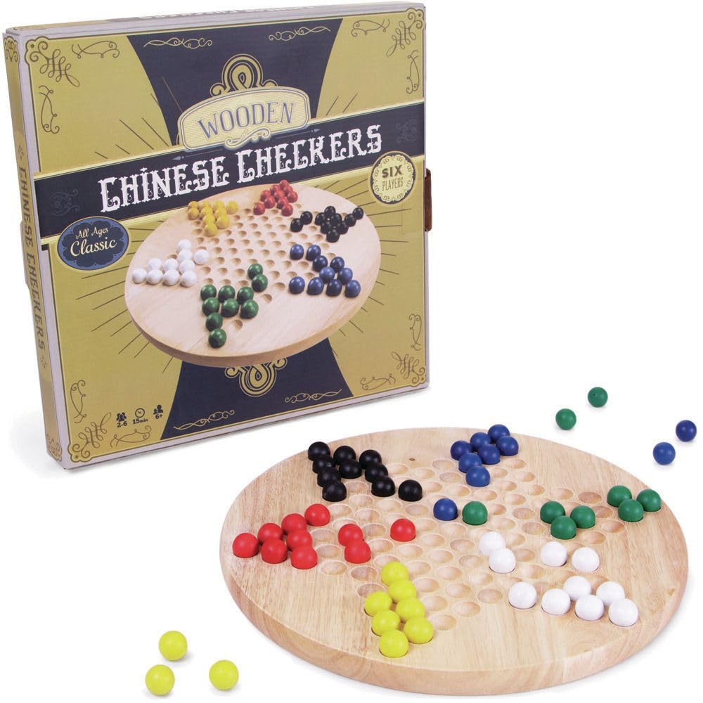 All Natural Wood Chinese Checkers With Wooden Marbles By Brybelly