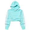 Perfashion Cropped Hoodie For Girls Sweatshirt Crop Top Plaid Long Sleeve Hoodie Mint 6T 7T