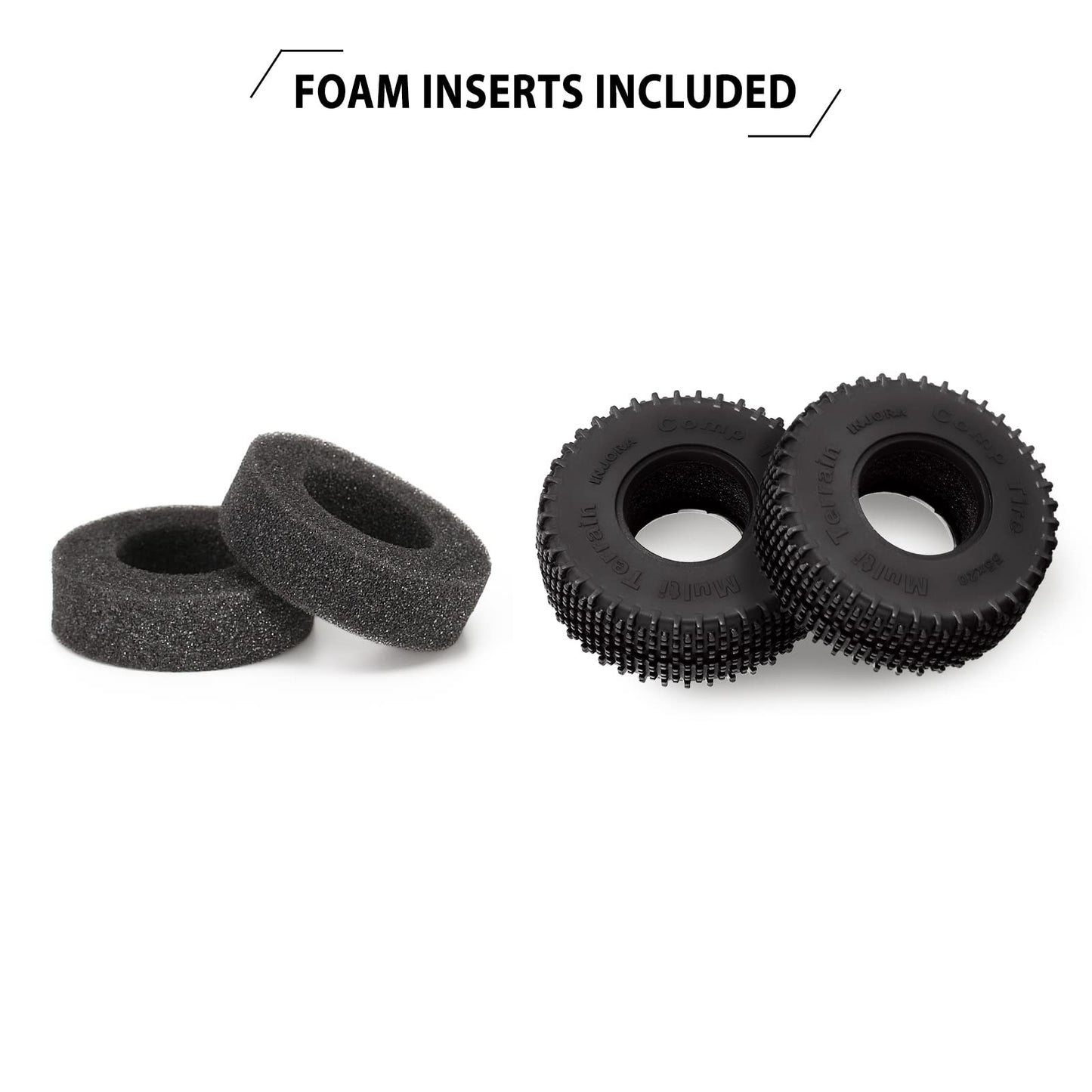 INJORA 1.0 Tires - S5 All Terrain Comp Pin Crawler Tires for TRX4M AX24 SCX24 FCX24 Upgrade Parts,55 * 20mm,T1013