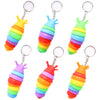 MEIEST Mini Fidget Slug Keychain Toys - 6 PCS Sensory Stress Relief, 3D Articulated Flexible Hand Toy, Random Colors