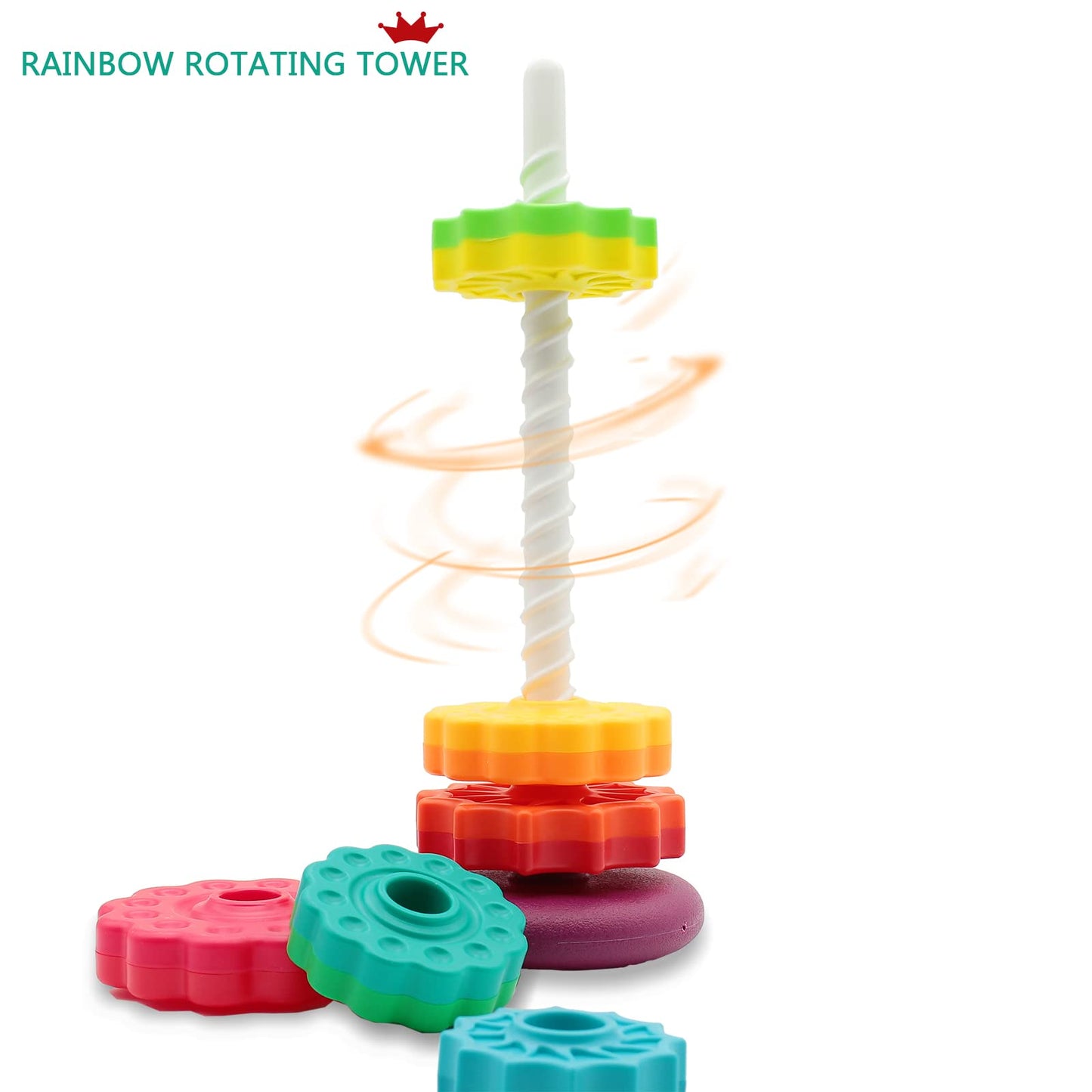 Lbaibb (1 Pcs) Spinning Stacking Toys,Spin Toys Abs Plastic And Color Rainbow Design,Focus On Children Educational And Interactive Learning'S Stack Toys, Suitable For Gifts For Boys And Girls