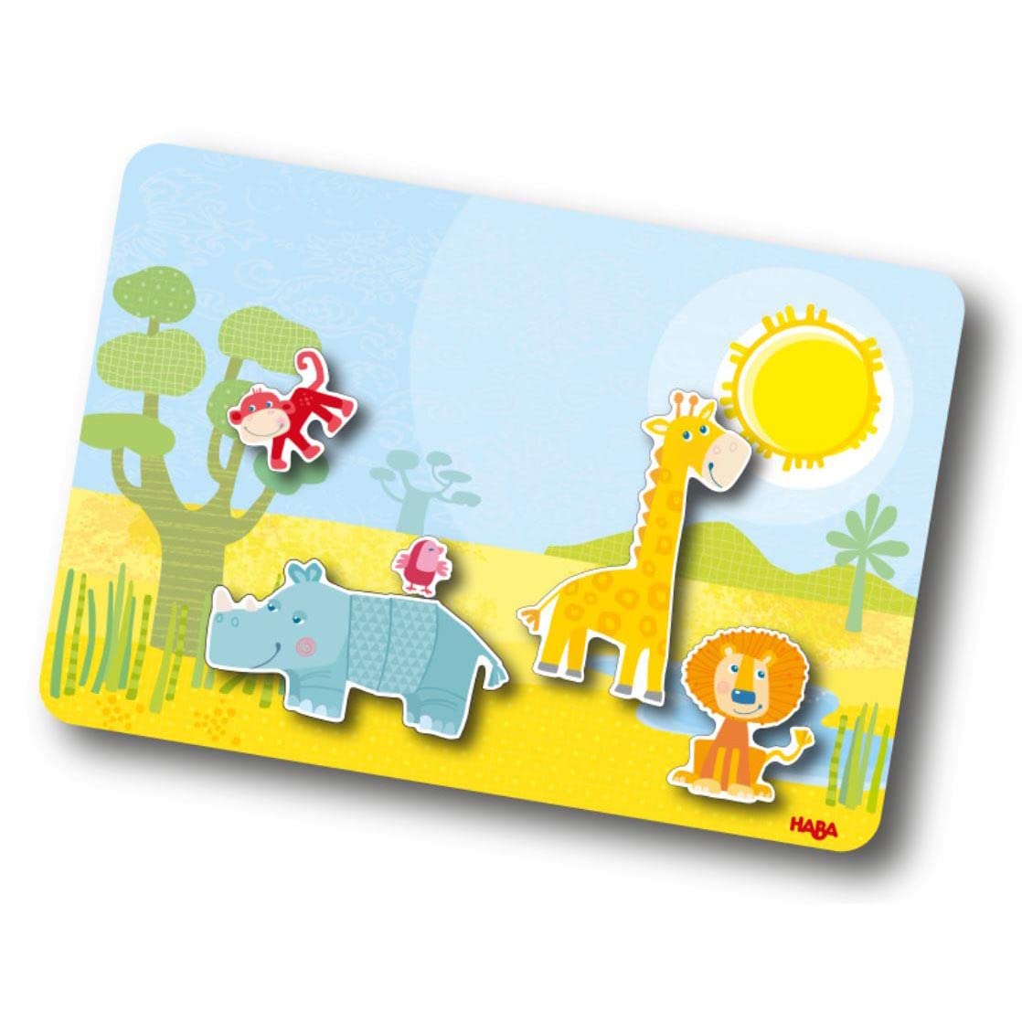 HABA Magnetic Game Box World of Animals in Their Habitats - 62 Magnetic Pieces in Cardboard Carrying Case with 4 Background Scen