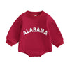 Fybitbo My First Christmas Baby Girl Boy Outfit Sweatshirt Romper Sweater Onesie Long Sleeve Bodysuit Fall Clothes (Red-Alabama,