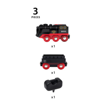 Brio World 33884 Battery-Operated Steaming Train - Press Action Button 3 Sec For Real Cool-To-Touch Steam | Enhances Motor Skill