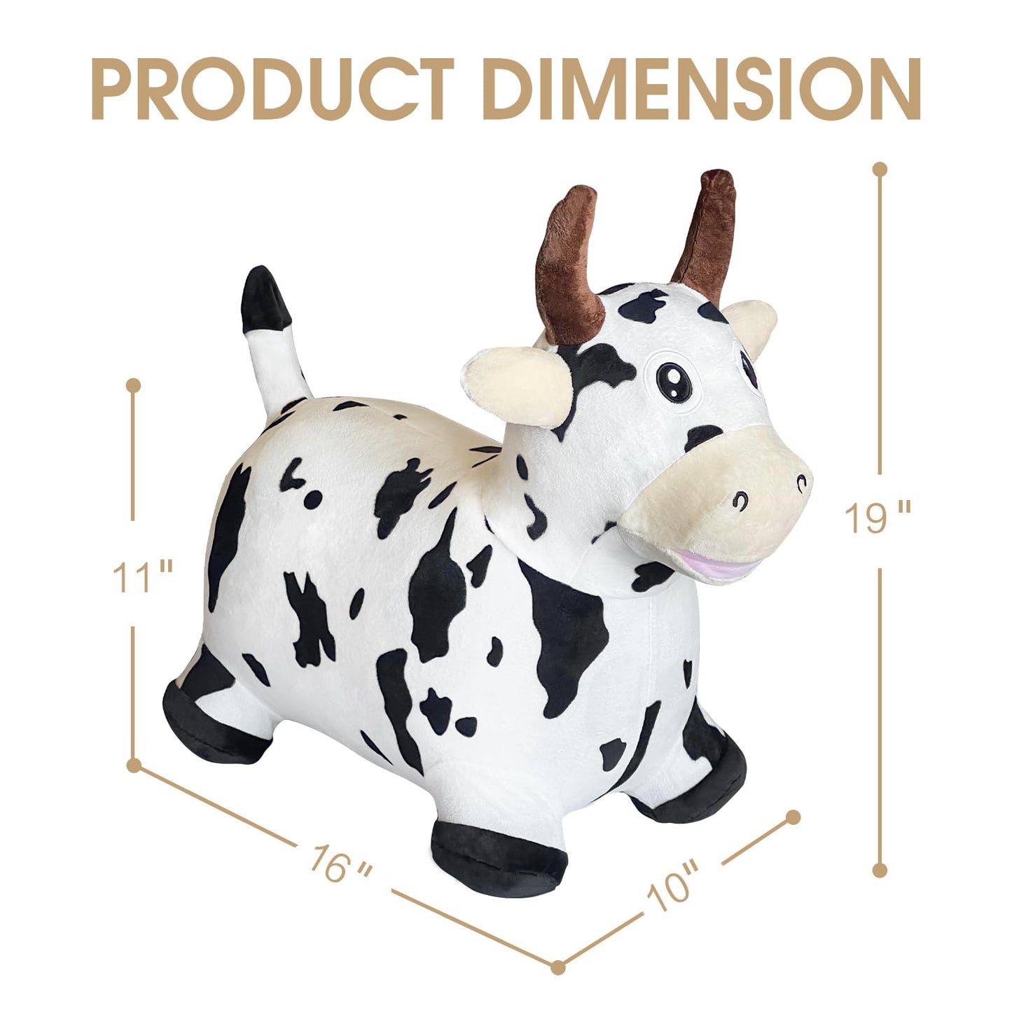 Hotmax Bouncy Cow Hopping Toy, Inflatable Plush Bouncing Horse For Toddlers, Outdoor Ride On Bouncy Farm Animals, Birthday Gift For 18 Months 2 3 4 Year Old Boy Or Girl