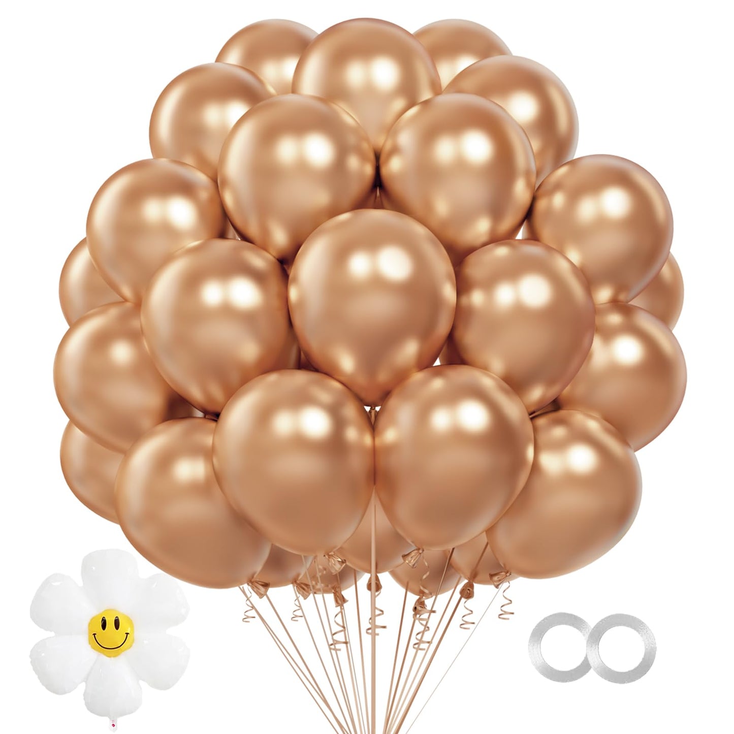 Metallic Rose Gold Balloons,100 Pcs 12 Inch Metallic Rose Gold Latex Balloons, Metallic Rose Gold Balloons For Party Decoration,