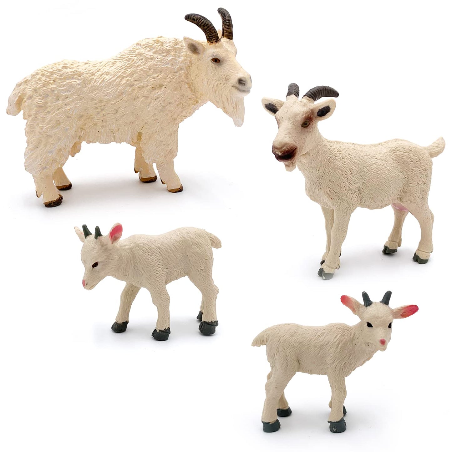Higherbros Goat Figurines 4Pcs Goat Animal Toy Set Sheep Toys Farm Animal Figurines Goat Decor For Kids Preschool Toy Goat Gifts
