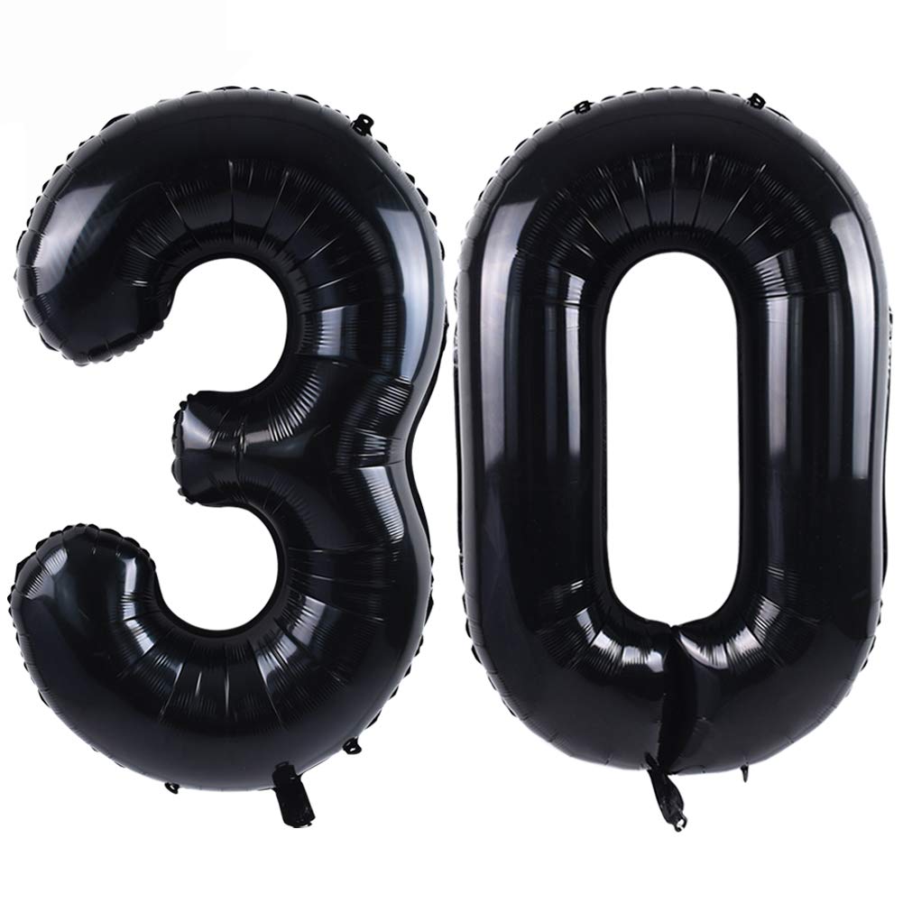Toniful 40 Inch Black Large Numbers Balloon Birthday Party Decorations, Foil Mylar Big Number Balloon Digital 30 For 30Th Birthd