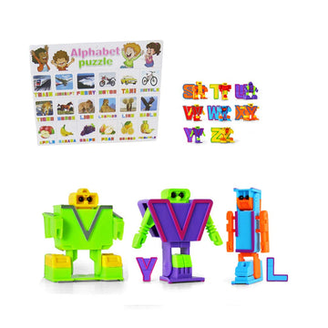 Odowalker Alphabet Robot Action Figures 26 Pieces 2'' Letters Alpha Bots Educational Abc Preschool Learning Stem Montessori Clas