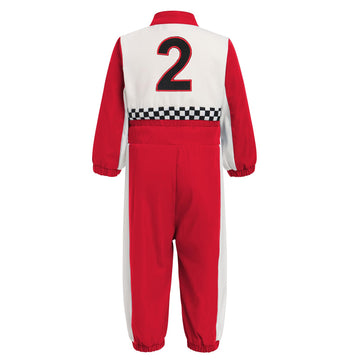 Ibtom Castle Toddler Boys Girls 2Nd Birthday Outfits - Kids Race Car Driver Clothes Long Sleeve Romper Racer Jumpsuit Racing Suit Cake Smash Role Play Dress Up Party Supplies Red Two 18-24 Months